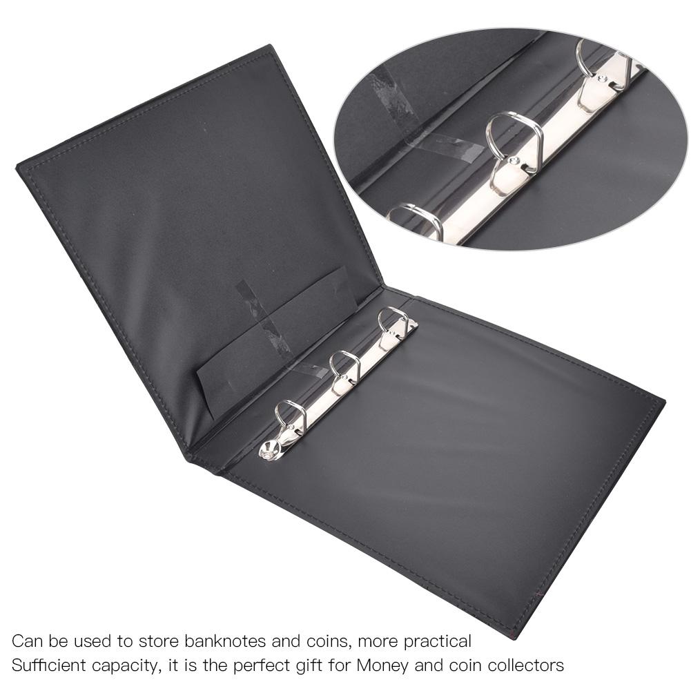 3 Hole Album Paper Money Banknote Collection Book PU Leather Cover Collecting Holder