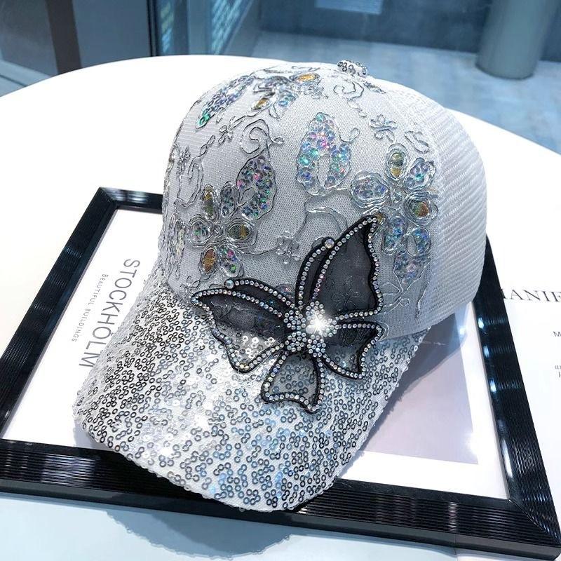 New Sunscreen and Sunshade Baseball Hat for Spring and Summer, Fashionable Sun Water Diamond Duck Tongue Hat