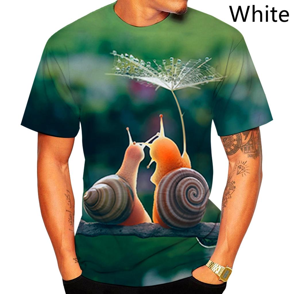 Летний топ с круглым вырезом и 3D-принтом с забавным узором улитки, модная повседневная мужская футболка с коротким рукавом