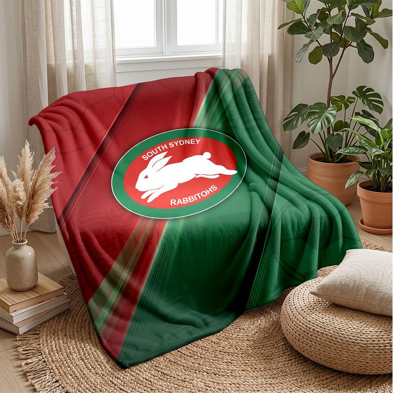 South Sydney Rabbitohs Flannel Fleece Blanket Cozy Warm Throw Blanket For Couch Bed Travel All Season Use