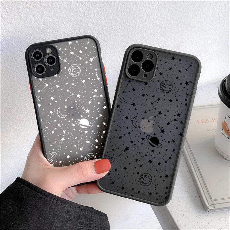 Starry Sky Matte Phone Case For IPhone 18 12 Pro Max 13 11 Pro Max 7 8 Plus XS Max XR 12 Mini X SE2020 Art Planet Transparent Cover