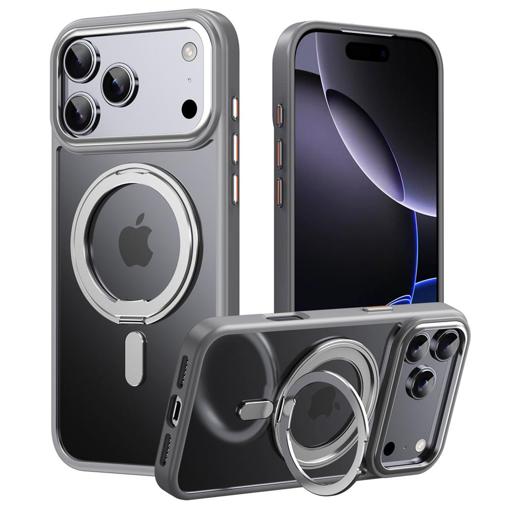 Luxury For Magsafe 360 Rotating Magnetic Stand Phone Case for 17 16 15 Pro Max 14 13 12 11 Metal Ring Fold Bracket Cover