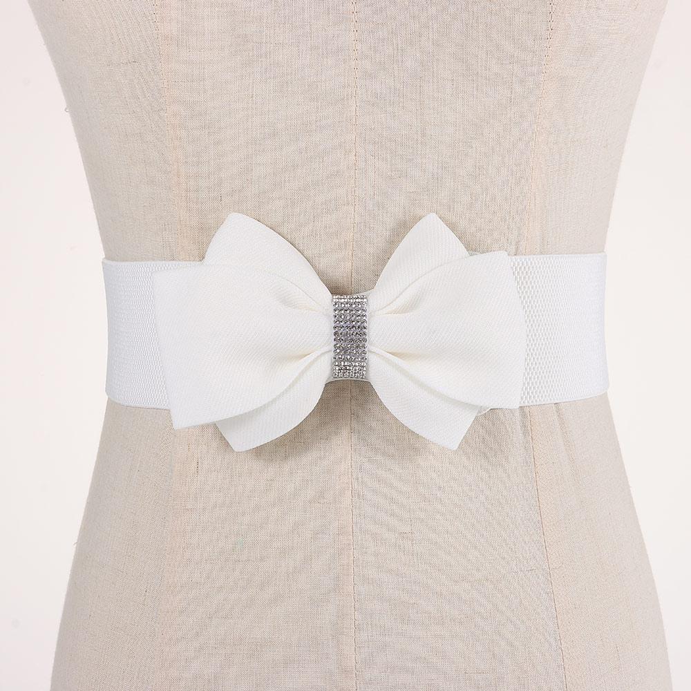 Регулируемая пряжка Женский эластичный широкий пояс большого размера Пояс с бантом для платья, джинсов