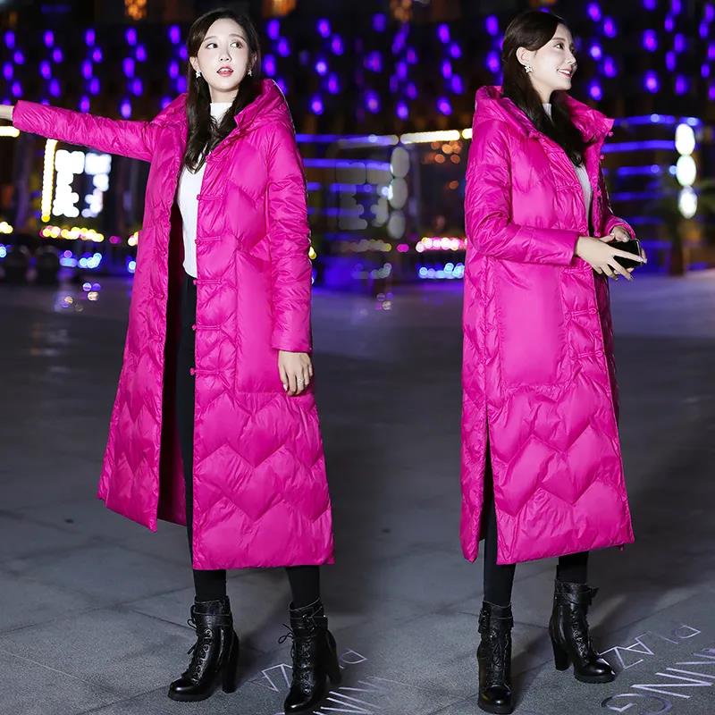 Длинный пуховик в стиле ретро с литературным принтом, хлопковая куртка с капюшоном, удлиненная толстая свободная ветровка с разрезами