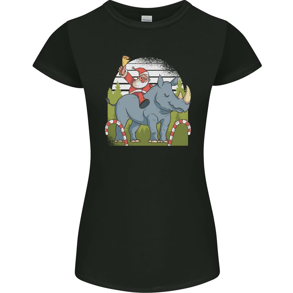 A Christmas Rhino With Santa Xmas Unisexs Petite Cut TShirt