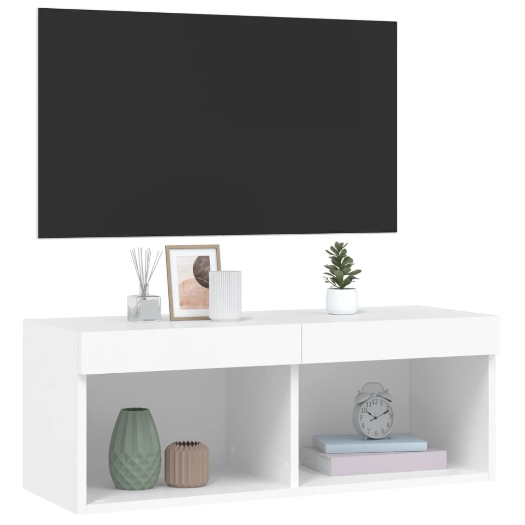 TV Cabinet with LED Lights White 80 x 30 x 30 cm