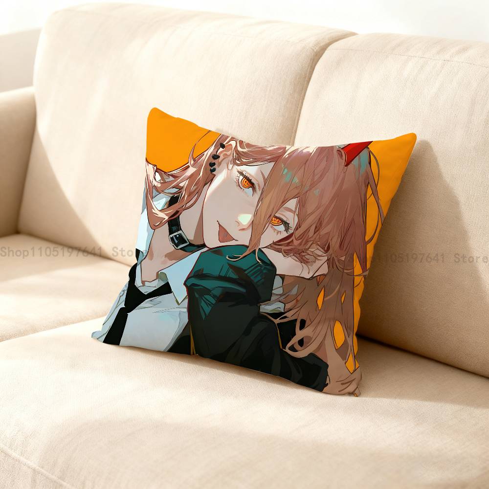 Anime P-Power Cat Pillow Case For Sofa Decor Car Office Room Printing Cushion Cover Decorations And Protector