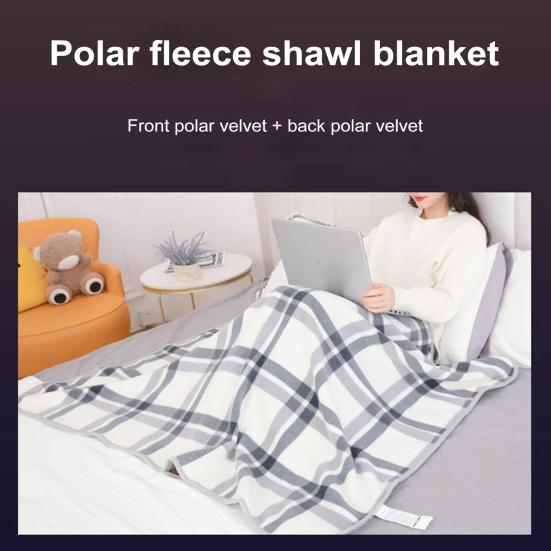 Зимнее плед-одеяло в клетку, супермягкая двухслойная бархатная термоизоляционная однобортная шаль