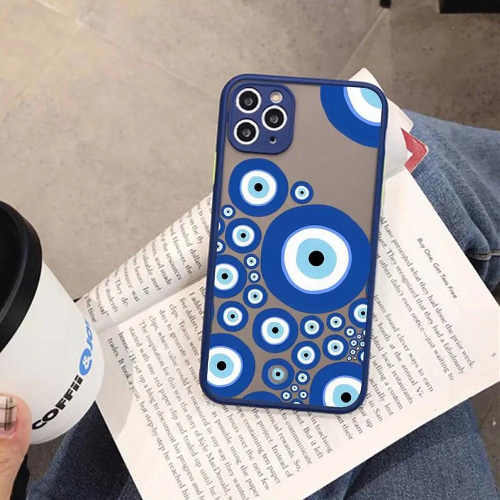 Смешной турецкий синий оберег от сглаза Чехол для телефона для IPhone X XR XS 7 8 Plus 11 12 13 14 15 Pro MAX Mini Ударопрочный Матовый Жесткий Чехол