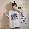 Японские кавайные мультяшные буквы с принтом белые футболки с короткими рукавами для женщин 2025 летние повседневные свободные женские футболки harajuku уличные футболки y2k топы