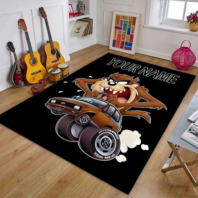 Custom Taz Mat Personalized Name, Polyester Washable Indoor Entryway Rug, Gift for Christmas, Easter, Thanksgiving Day