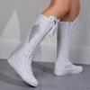 Women's Fashion Flat Canvas Sports Boots with Lace Inside Zipper