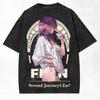 Anime Frieren Beyond Journey's End T-shirt Vintage Washed Oversized Tshirt Short Sleeve Cotton Tees Tops Men's Unisex Clothing