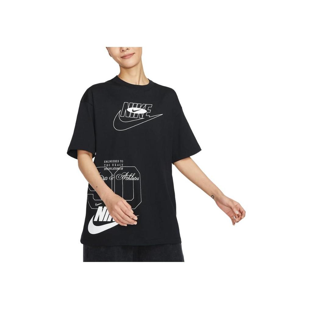 Nike Sportswear Comfortable Letter Logo Pullover Short Sleeve T-Shirt Women Tops Black HJ2994-010