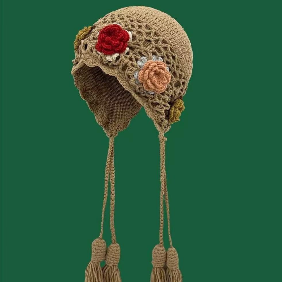 Этнический стиль Ретро Вязаная Шерстяная Шапка Бини с Кисточками