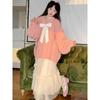 Winter Pink Kawaii Pullover Sweater Women Bow Loose Knitted Sweater Female Casual Korean Fashion Warm Sweet Sweater 2024 New