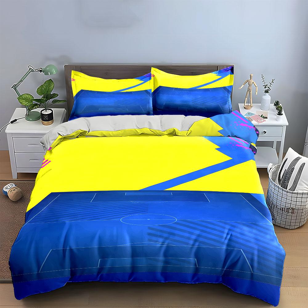 Yellow, blue, geometric design. Bedding sets Duvet cover sets Duvet covers Pillowcases(1 * Duvet Cover 2 * Pillowcases, without duvet insert)