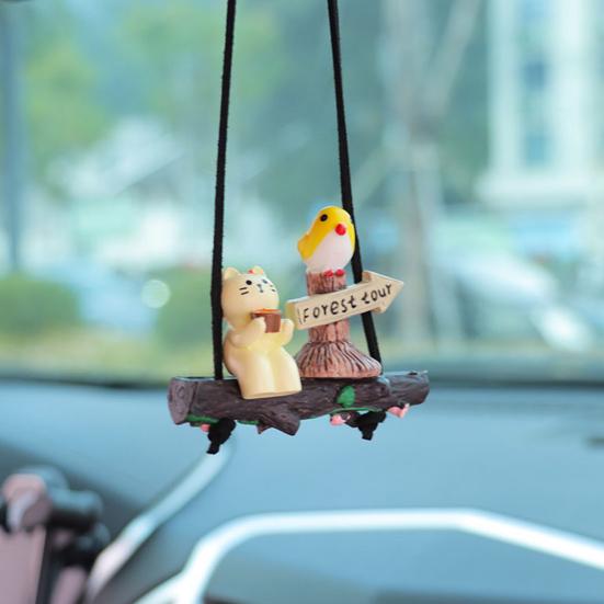 Подвесной кулон в виде кота для автомобиля, 3D-зеркало заднего вида с котом, подвесное украшение, милые аксессуары для подвесного интерьера автомобиля