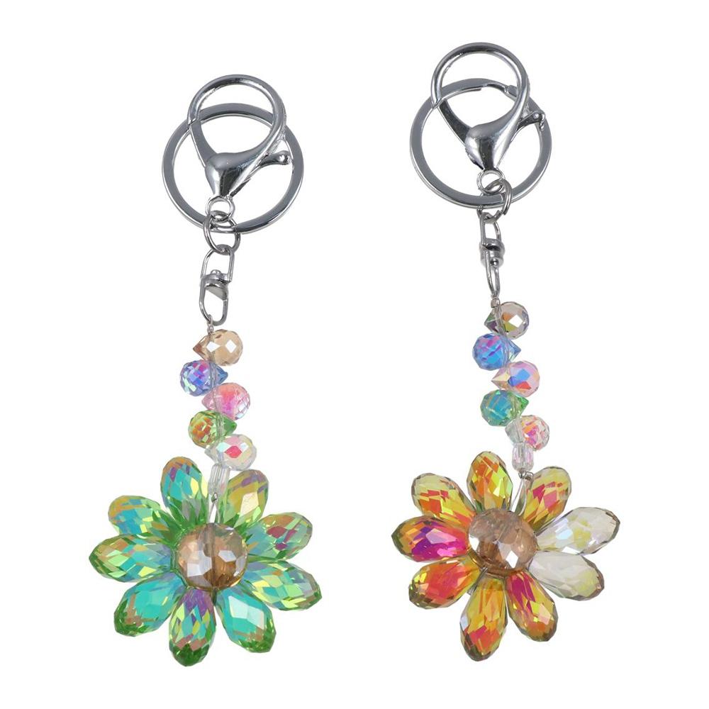 Орнамент Кристальная Подвеска Ловец Солнца Брелок для Ключей Автомобиля Креативный Страз Цветок Брелок Украсить