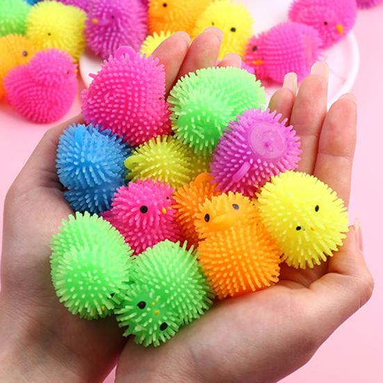 12Pcs LED Puffer Balls Easter Eggs Glowing Toys for Kids Light Up Squeeze Sensory Ball Fidget Toys Easter Egg Fillers Party Favors Easter Basket