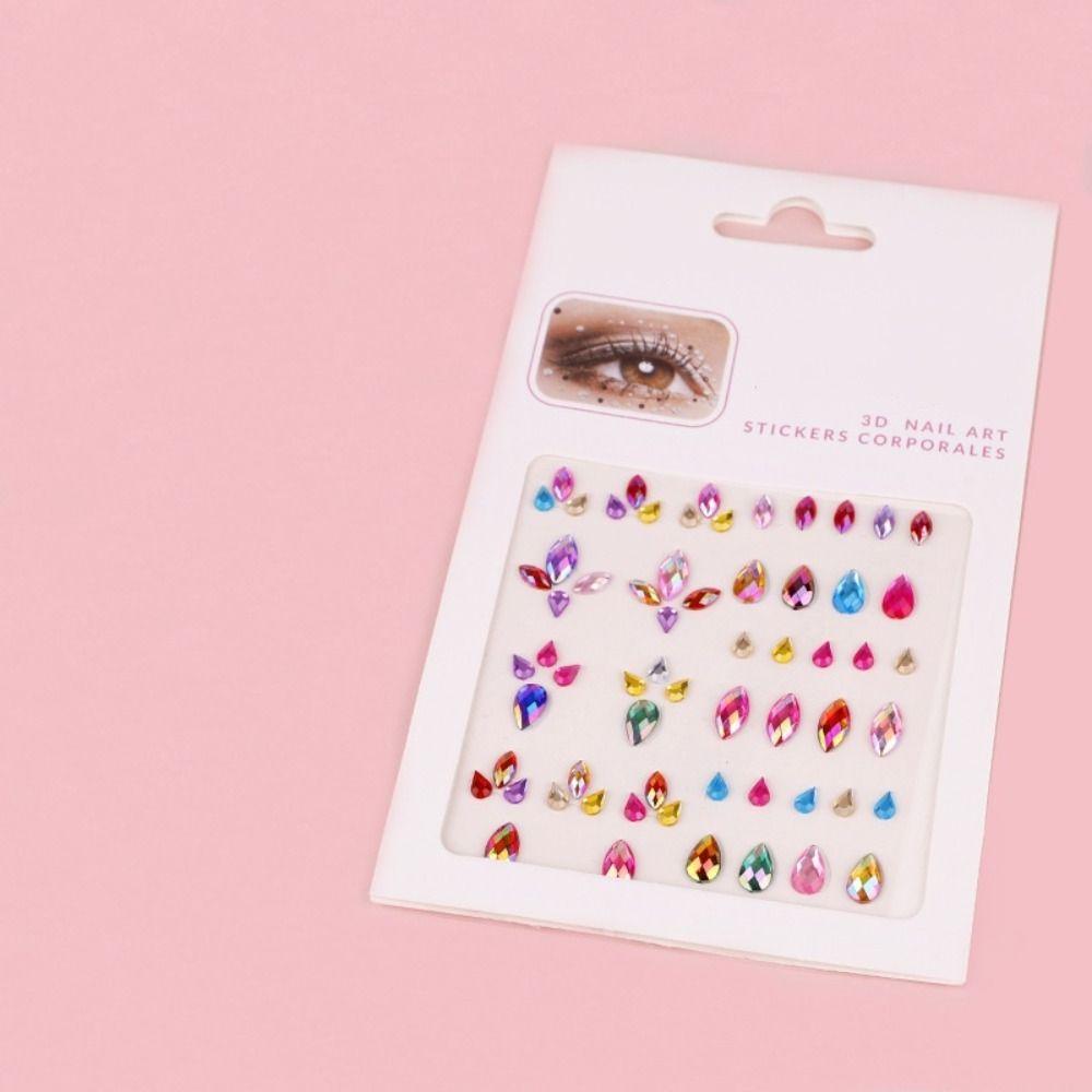 Resin Facial Rhinestone Stickers Glitter Rhinestone Eye Stickers Crystal Forehead Sticker  Party