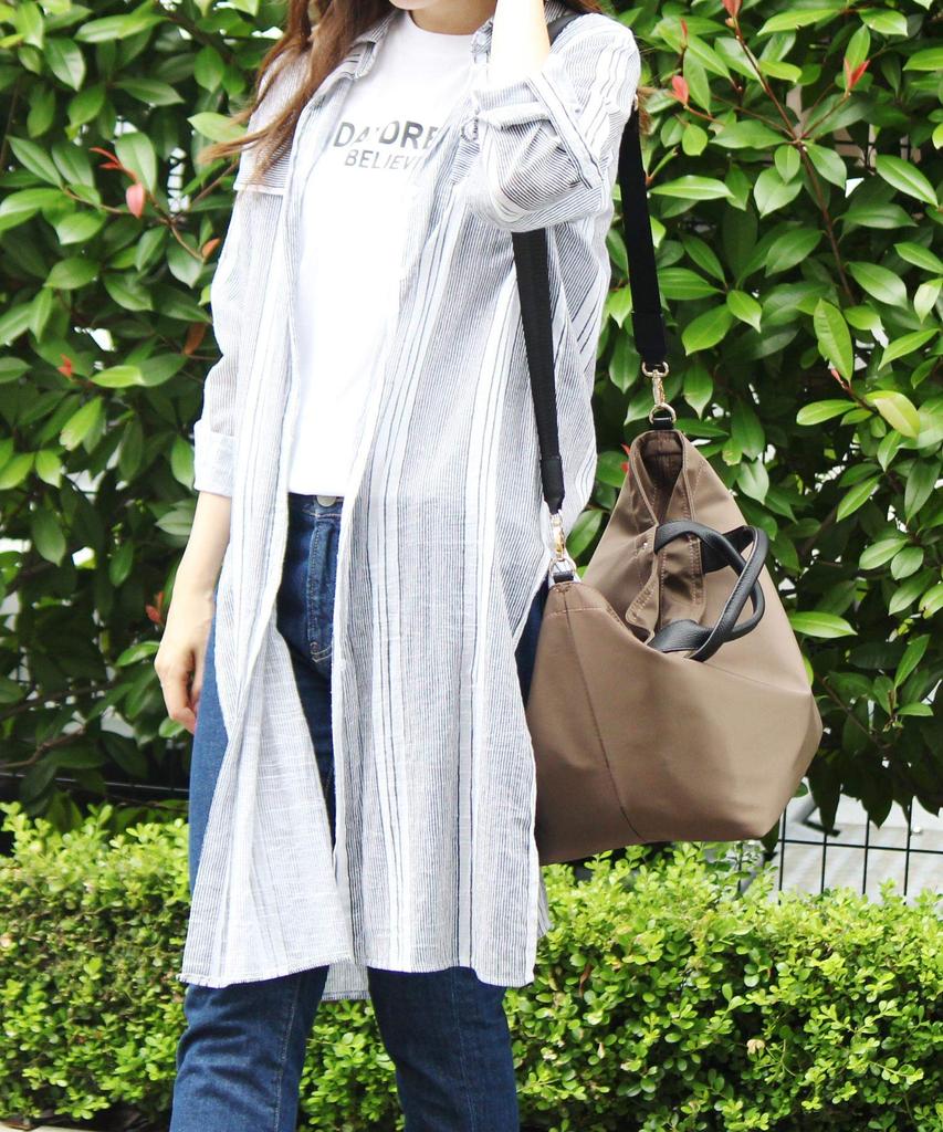 Сумка-тоут из нейлона с ручками из натуральной кожи, бежевый мокко [Lux] vin1b-18r004p-00s