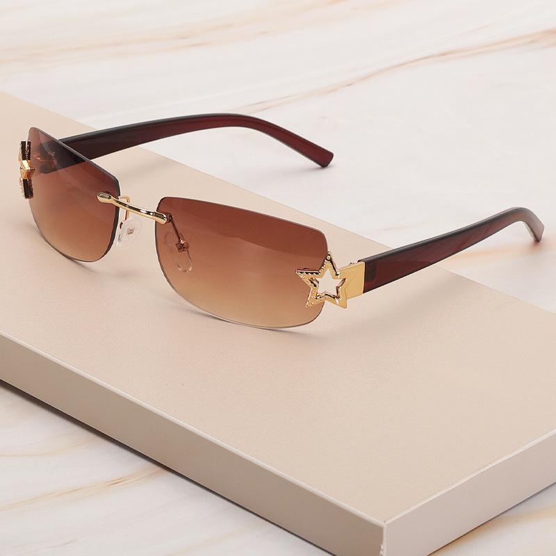 European and American new fashion frameless square sunglasses YK Internet celebrity street shot a sexy trend sunglasses