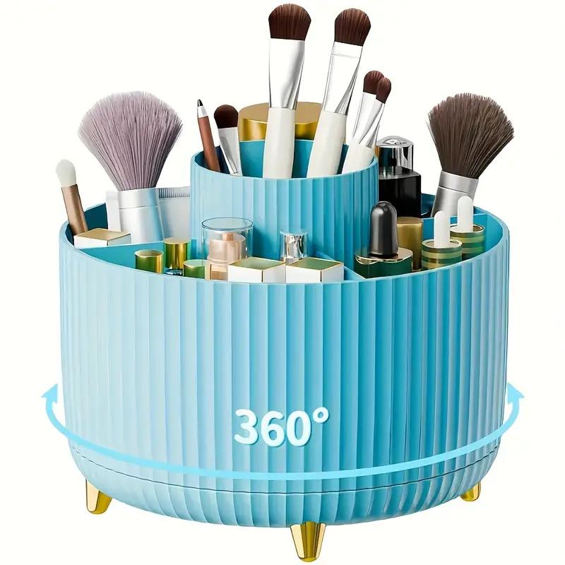 Makeup Brush Holder Organizer 5 Slot 360° Rotating Makeup Brushes Desktop Storage Organizers for Vanity Desktop Bathroom Office