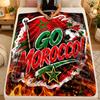 Flannel BlanketMorocco Football Warm Soft Throw Blanket for Indoor Sofa Bed Living Room Use