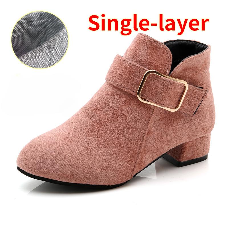 Girls and Ankle Boots Autumn and Winter New Children's Cotton Boots Girls High Heel Princess Shoes Medium and Older Children's Parent-child Boots