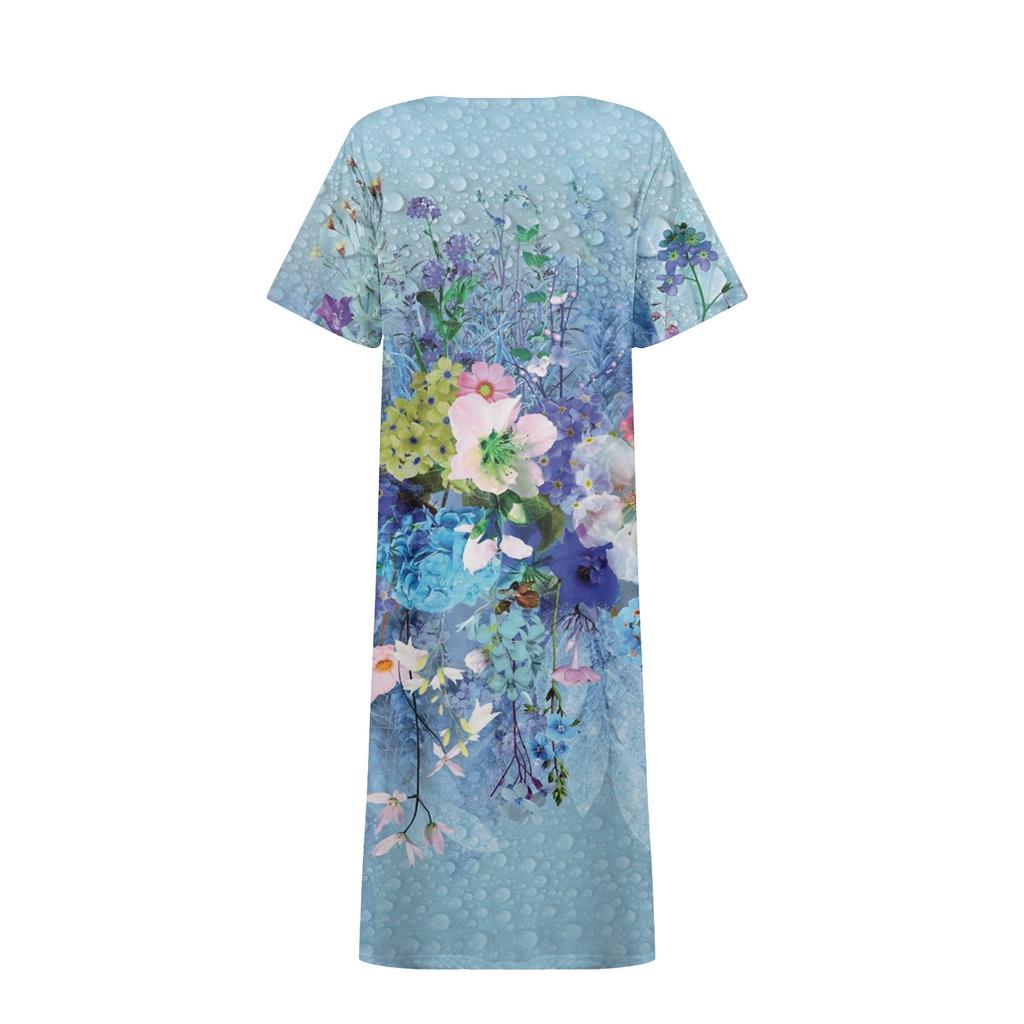 Women's V-neck Short Sleeve Dress Polka Print Casual Dress With Pockets