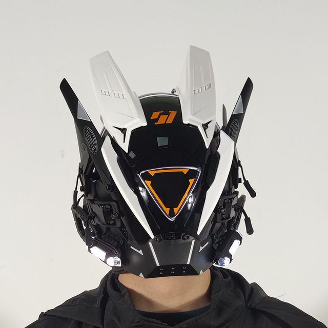 Cyberpunk Helmet Cosplay Dreadlocks Cool Mask With Led Light Shinobi Samurai Mask Braids Christmas Birthday Gift Dreads Wings