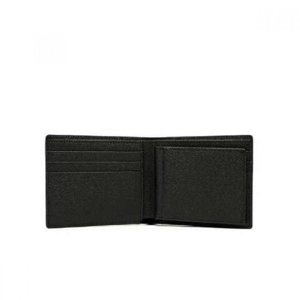 Daks Black Leather Dd Pattern Wallet