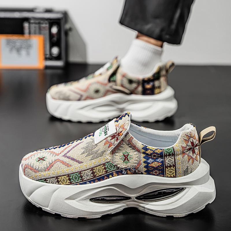 Мужская спортивная обувь, повседневные уличные кроссовки на платформе, студенческие, большие размеры, с принтом, для скейтбординга, увеличивающие рост