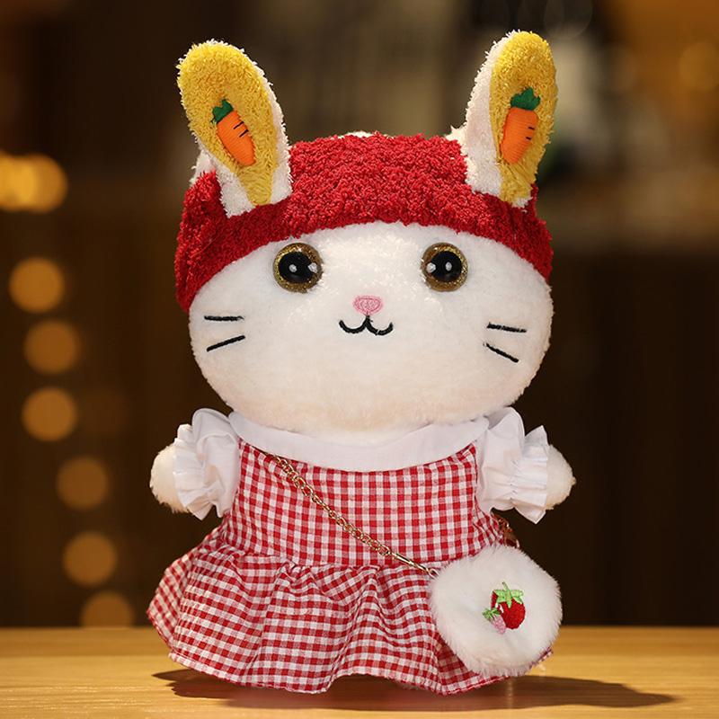 30 см Кафе Кот Маленькие Кошки Милая Подушка Плюшевая Игрушка Мягкая Кукла В Очках и Одежде Мультяшная Милая Игрушка