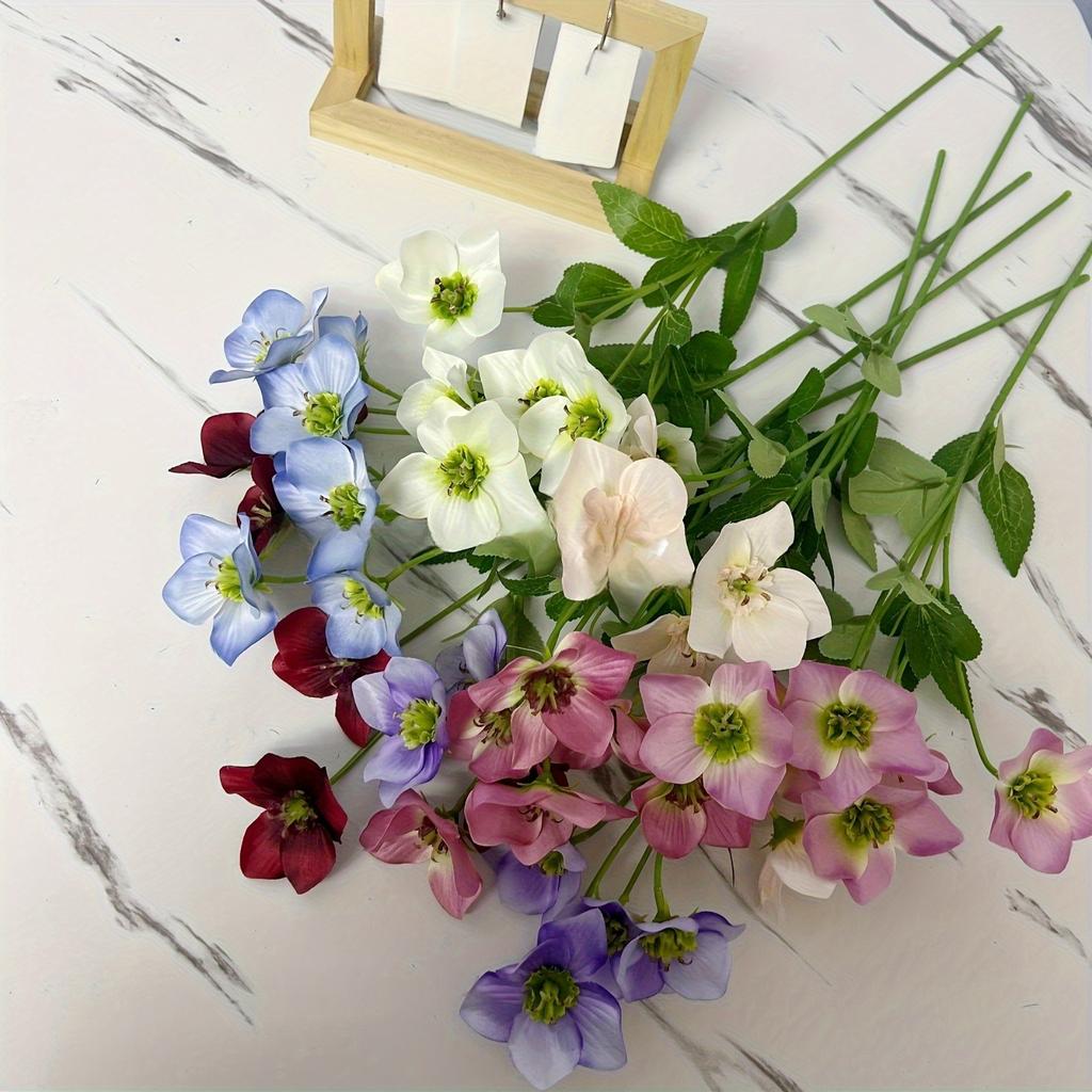 Букет искусственных цветов морозника, поддельные цветы рождественской розы, пластиковая цветочная композиция для свадьбы и помолвки, искусственные растения для домашнего декора