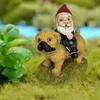 Статуэтка садового гнома, смоляная статуэтка верховой собаки-карлика, расписанная вручную, украшение в виде карлика для украшения садового горшка на открытом воздухе