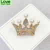 Fashion Crown Brooches Gold Silver Color Rhinestone Pearl Lapel Pin Dress Decoration Buckle Badge Jewelry Accessories For Women