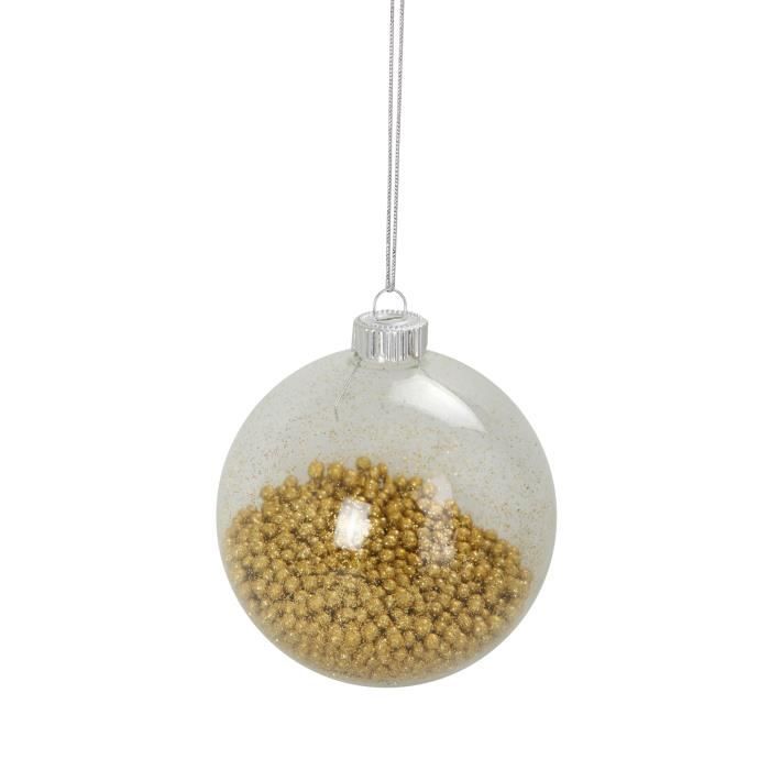 Boule Décorative - 8 Cm - Transparent - Or - Noël