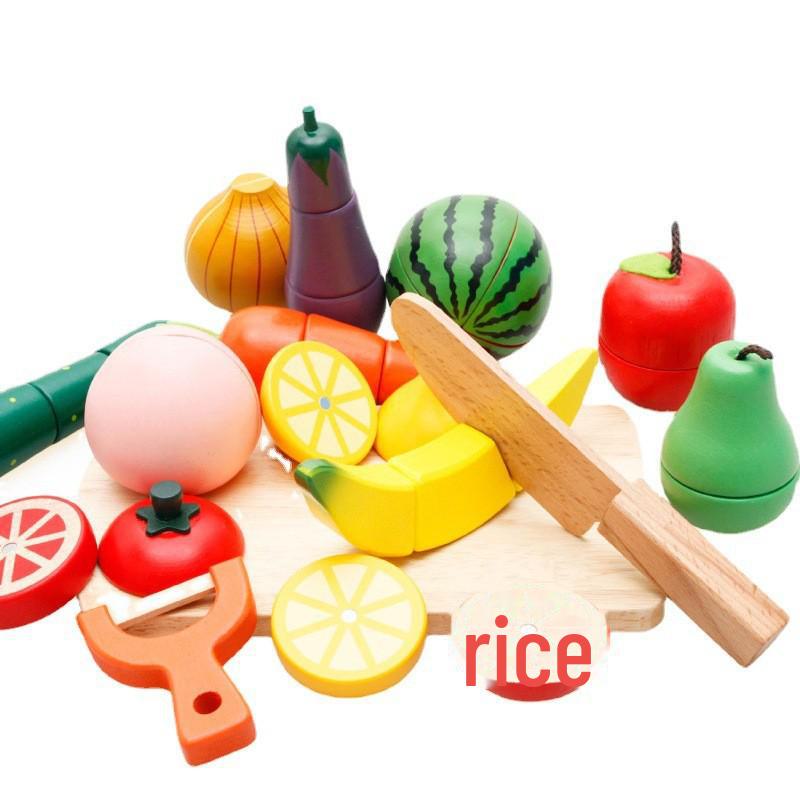 Деревянный набор игрушек-головоломок для резки фруктов для детей: Кухонный игровой набор и набор для барбекю