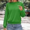 Women's Fashion Casual Spring Autumn Solid Color Print Long Sleeve O-Neck Blouses & Shirts