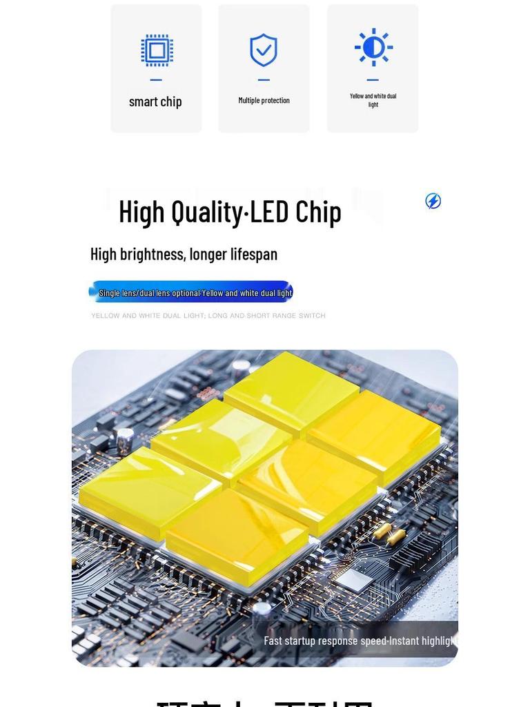 Светодиодная фара для мотоциклов, двухцветная, 80 В: Суперяркий дальний/ближний свет в белом/желтом