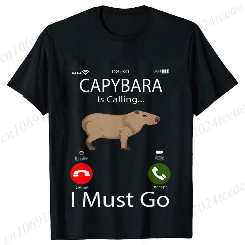 Футболки Capybara Is Calling для женщин, забавные футболки с капибарой, грызуном, животным, для любителей юмора, летняя одежда с коротким рукавом