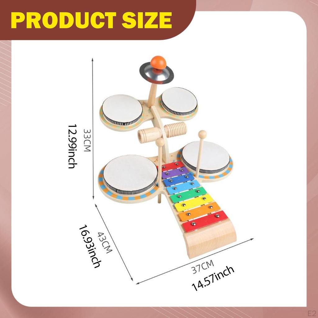 Kids Drum Set Xylophone Kit Motor Skill Hand Eye Coordination Children Gifts Kindergarten