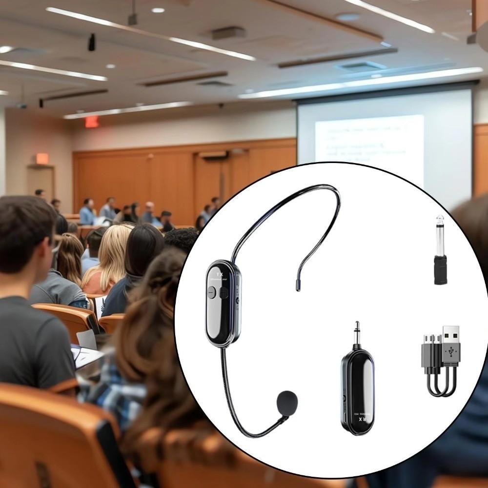 2 in 1 Wireless Microphone Long Range Voice Amplifier Headset Microphone  Fitness Instructors