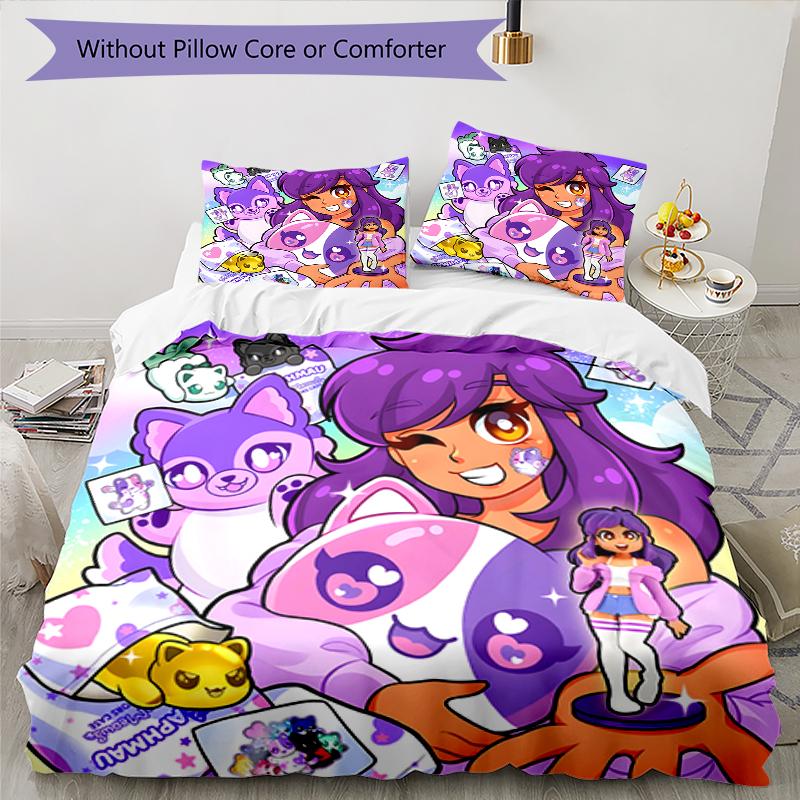 3pcs Anime A-AphmauS Design Cover Set - HD Printed Bedding with 1 Cover and 2 Pillowcases - Perfect for Home and Dorm Decor