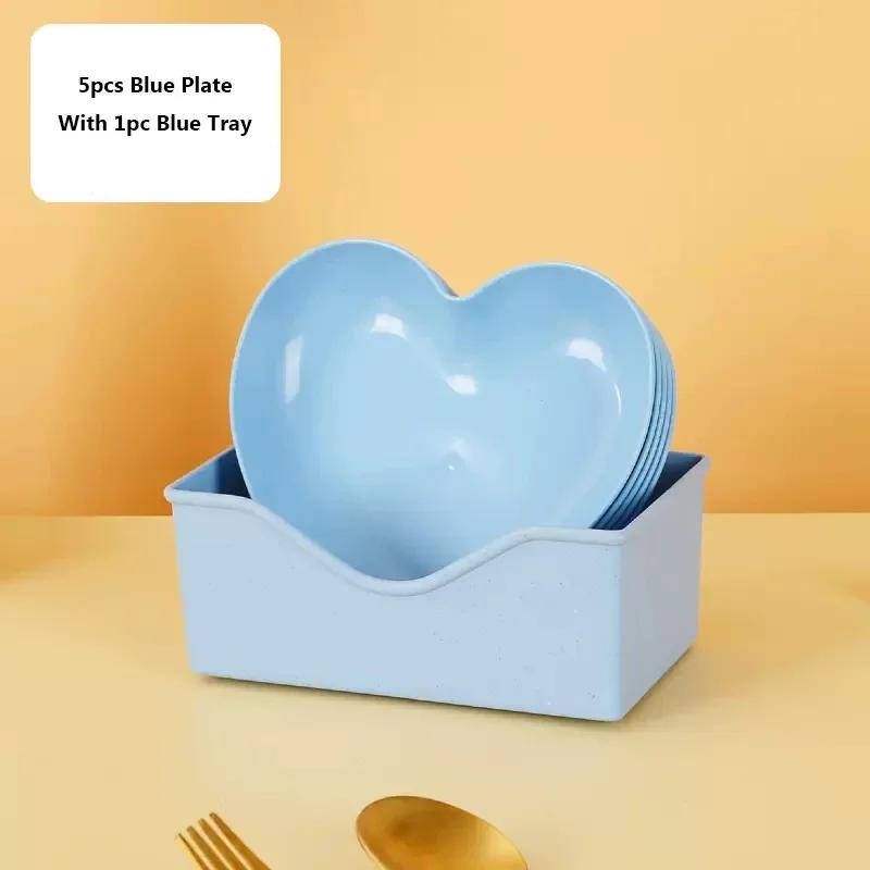 A Set of 6pcs Heart-shaped Plate Creative Cake Plate The Fruit Tray Is Durable and Reusable Candy Tray Container Snack Tray