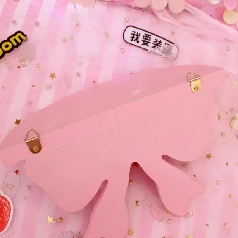 Деревянные декоративные полки, органайзер для комнаты для девочек, розовая настенная полка, декоративная рамка, банты, деревянная стойка для хранения вещей