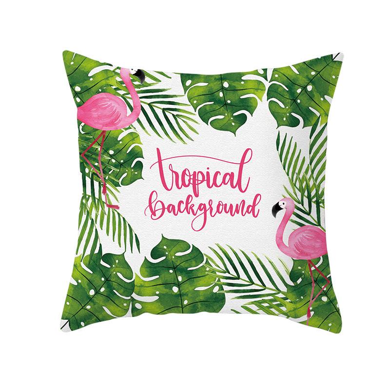 Summer Tropical Plant Flamingo Decorative Pillowcase Green Leaf Pillowcase Flamingo Pillowcase