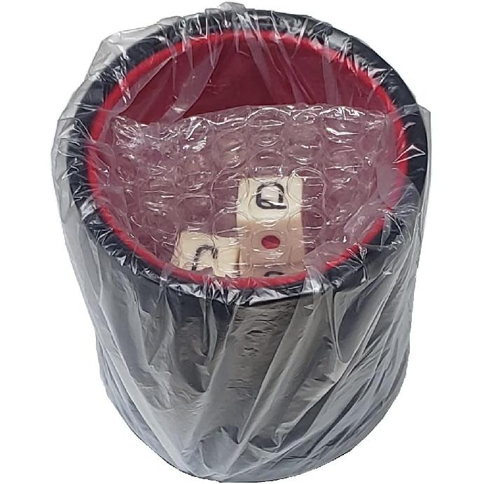 Set of 16mm Poker Dice Squared Corners and Black PU Leather Dice Cup Plush Velvet Lined - Gift Boxed (Spanish Poker (Ivory), Black/Red Cup)